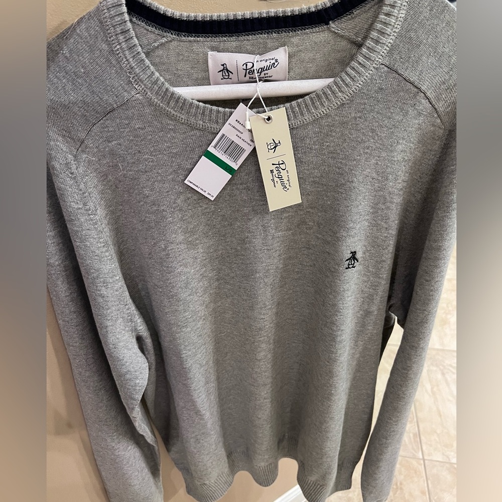 Original Penguin Heather Gray Crewneck Sweater Men’s Large NEW